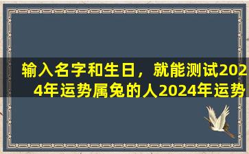 输入名字和生日，就能测试2024年运势属兔的人2024年运势真能如此简单预 🐞 测
